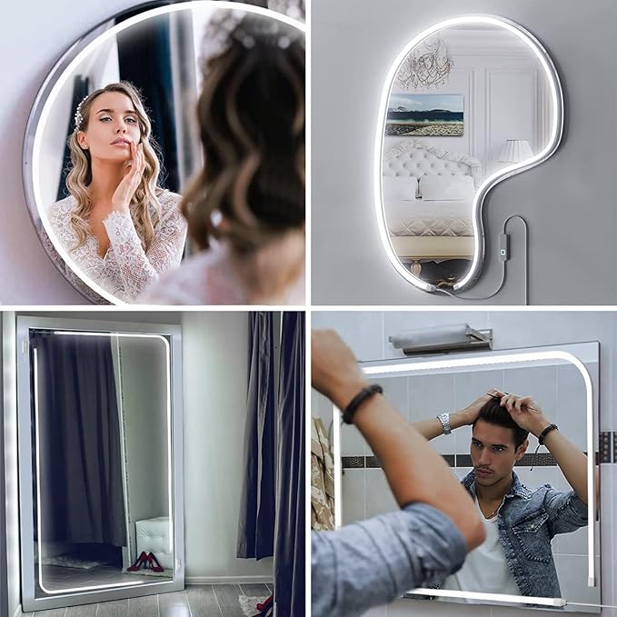 MY BEAUTY LIGHT LED Vanity Lights Strip for Mirror, 6000K Bright Daylight White Vanity Mirror Lights, 3.28FT Dimmable Makeup Light, ELT Approval 24V Stick on Lights for Mirror