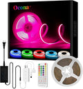 RGB COB Led Strip Kit, 9.8FT Ultra Bright (840LEDs/m) Bluetooth Led Lights with Smart App Control Remote, 24V Music Sync Led Lights, Color Changing Led Strip Lights for Bedroom, Indoor Home Decor