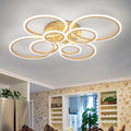 Vikaey Modern LED Flush Mount Ceiling Light, 8 Rings Gold Close to Ceiling Light Fixtures, Living Room Lighting Ceiling Lamp for Dining Room, Bedroom, Kitchen, 4000K Not Dimmable