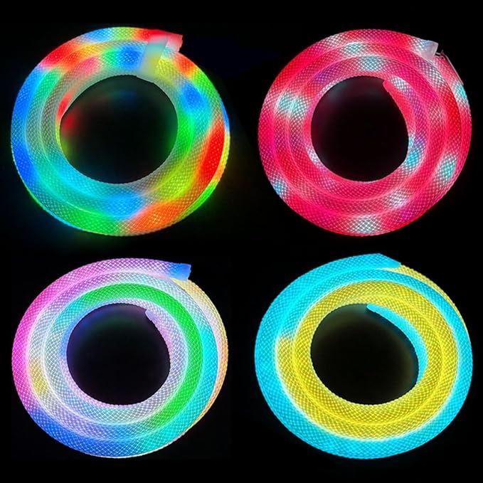 16.4FT WS2811 360 Degree Round Reticulate Neon LED Strip with Controller,RGB Nylon Flexible Dream Colorful Rope Light,Bedroom Indoor Outdoor Decoration,DC5V(No Adapter)