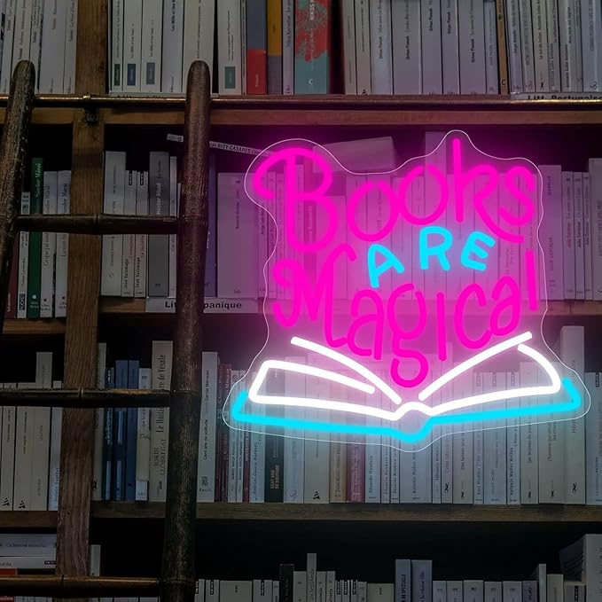 Books are Magical Led Neon Sign Books Neon Light Signs for Wall Decor for Bedroom Living Room Neon Light Up Signs for Bookstore bookshop libraire Pub Bar Accessories Decorations Aesthetic Birthday