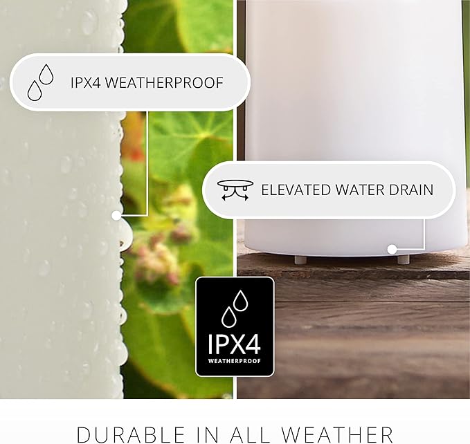 Luminara Outdoor Flameless LED Coloring Changing Candle Melted Edge 3.75" x 7" Real Moving Flame Battery Operated Timer Plastic Weather-Resistant