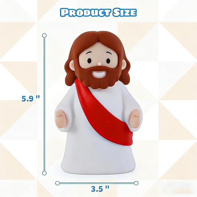 Jesus Night Light Rechargeable Bedside Lamp, Dimmable Silicone LED Religious Gift & Decor, Portable & Cordless for Baptism, Sunday School & Church Gathering Gifts, Christmas and Easter Holiday Gifts