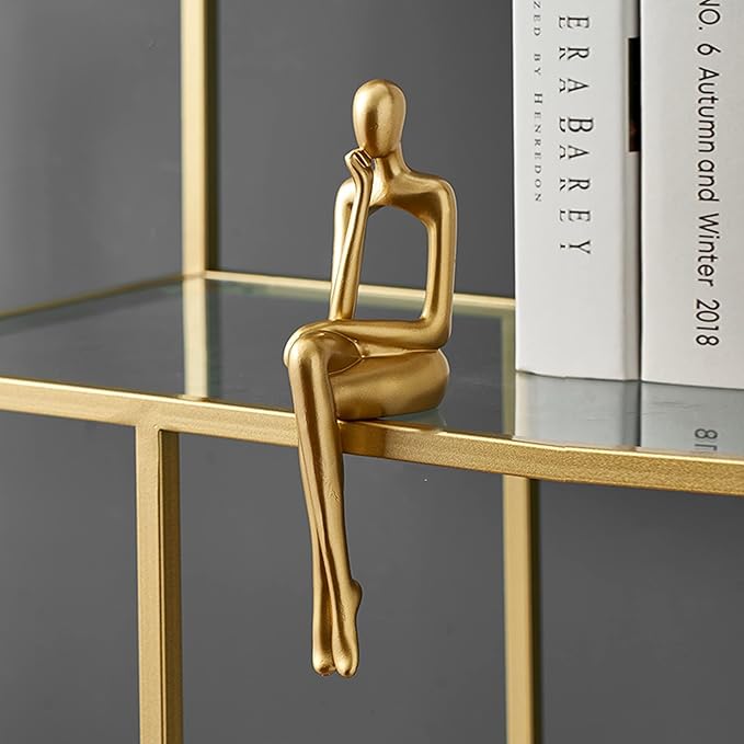 XINXUAN Gold Statue Home Decor - Modern Bookshelf & Desk Decor - 3 Piece Set