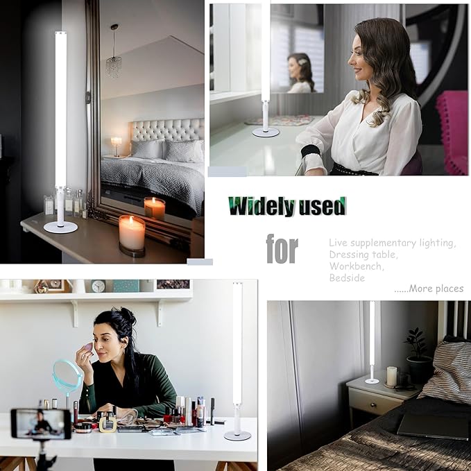 LED Vanity Lights for Mirror, Ultra bright/RA90/6000K/Remote Dimming Makeup Lights, Height Adjustable 12V/18W Fill Light for Mirror, for Make up, Photography, Video Recording Conference Lighting