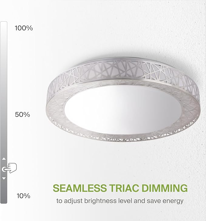 ASD 20 Inch Smart RGBW Flush Mount Ceiling Light with Remote - Brushed Nickel 42W 120V 2700-6500K Dimmable Ceiling Light Fixture, WiFi App Control RGB Lights, Alexa & Google Assistant - ETL, 2 Pack