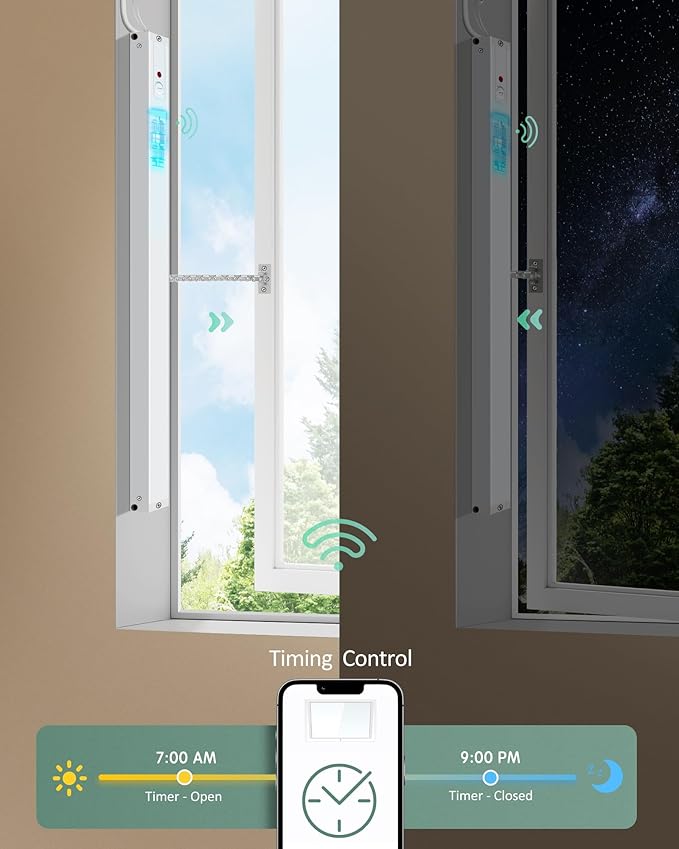 Yoolax Smart Motorized Window Opener, Automatic WiFi Window Closer, Electric Skylight Chain Opener, APP & Voice Control Adjustable Travelling Distance