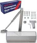 Heavy Duty Commercial Door Closer, ADA UL Grade 1-6 Listed Automatic Self Closing Door Hinges, Door Closers Commercial High Traffic, Auto Door Closer, Hydraulic Spring Soft Close (Silver)