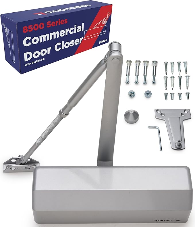 Heavy Duty Commercial Door Closer, ADA UL Grade 1-6 Listed Automatic Self Closing Door Hinges, Door Closers Commercial High Traffic, Auto Door Closer, Hydraulic Spring Soft Close (Silver)