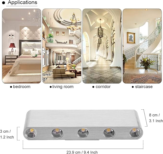 Kawell 20W Modern Wall Sconce LED Wall Light Up Down Indoor LED Wall Lamp Aluminum for Bedroom Living Room Bedside Stairs Hallway Corridor, 3000K