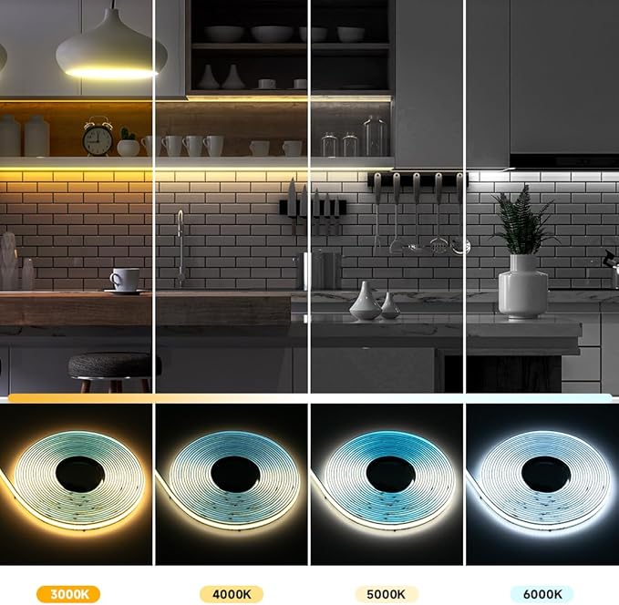 BTF-LIGHTING FCOB Addressable WS2811 IC CCT COB LED Strip Flexible High Density Uniform Chasing White Light 16.4FT DC24V Tunable 3000K-6000K CRI 90+ 576LED/m(No Adapter or Controller)