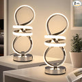 RGB Spiral Table Lamp, Modern LED Table Lamp, Chrome Cool Bedside Lamps, 7 Colors & 10 Light Modes Touch Dimmable LED Nightstand Lamp with USB/Type C for Bedroom, Living Room,Silver