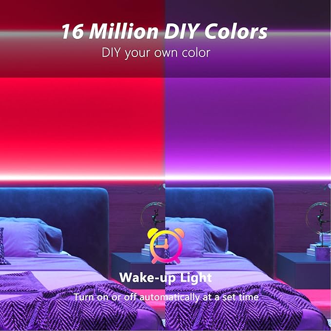 Smart Voice Control Led Lights for Bedroom 100ft, WiFi RGB Led Strip Lights Compatible with Alexa and Google Assistant, Led Light Strip Music Sync 16 Million Colors Lights for Home Decor