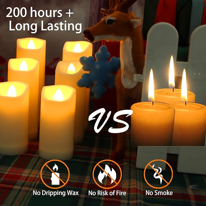 Battery Operated Flameless LED Pillar Candle with Remote Cycling Timer, Realistic Plastic Electric Tall Flickering Light for Indoor Outdoor Bookshelf Dinner Party Centerpiece Fireplace Decor Pack of 3