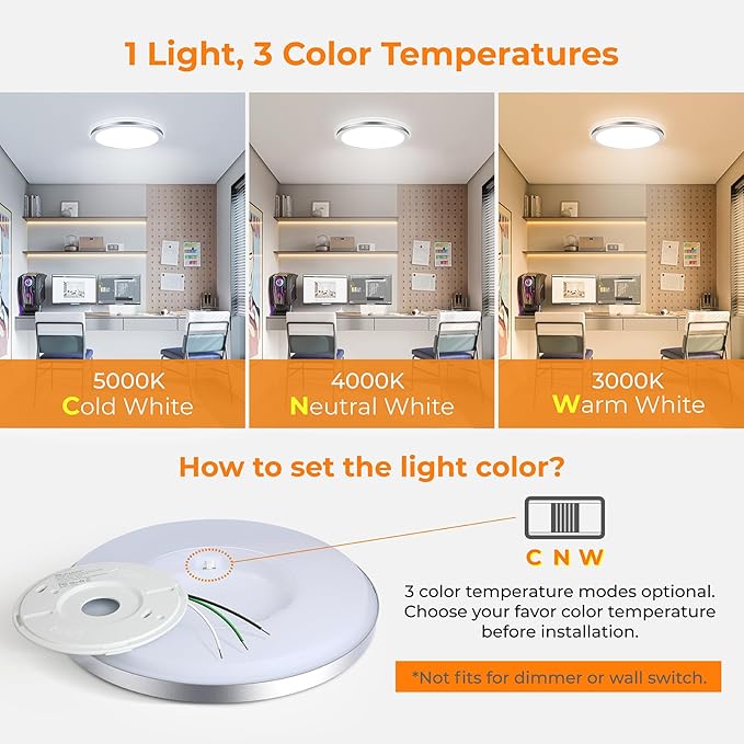 BLNAN LED Flush Mount Ceiling Light Fixture, Super Slim 9 Inch LED Ceiling Light, 3000K/4000K/5000K 3 Color Selectable Ceiling Lamp - Round Flat Light Fixture for Kitchen Bathroom Shower