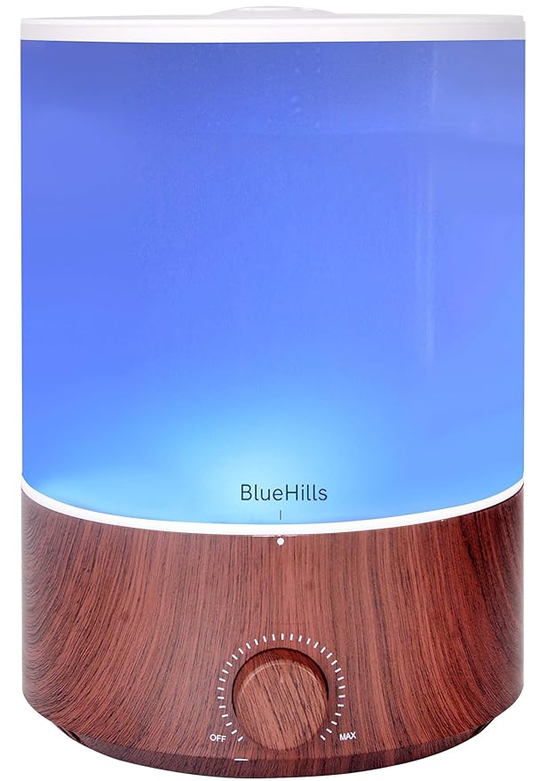 BlueHills Premium Set of Two Large 4000 ML XL Essential Oil Diffusers Humidifier Combo for Large Room Home with Décor LED Lights Great Gift – Value Pack of Dark Wood Grain and White