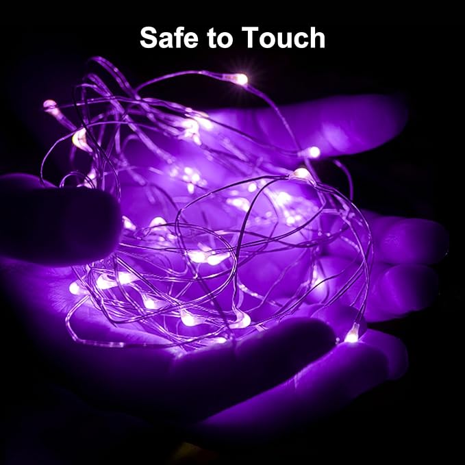 ZGWJ LED Fairy Lights Battery Operated, 8 Pack Purple Twinkle String Lights 20 LED 7ft 3 Lighting Modes Waterproof for Bedroom Decor, Halloween, Christmas, Party Indoor and Outdoor Decoration