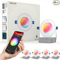 4" LED Smart Slim Recessed Pot Light, WiFi APP & Voice Control, 120VAC, 9W, 600LM, RGB + 2700K-6000K, ETL & FCC & IC Rated, Wet Location, Compatible with Alexa/Google Home, White - 4 Packs