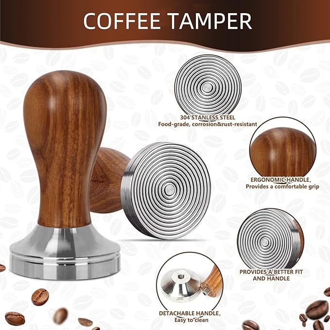 51mm Coffee Espresso Tamper Set - 25PCS Machine Accessories with Tamper, WDT Tool, Stirrer, Frothing Pitcher, Latte Art Pen, Coffee Stencils for Machine, Dosing Funnel, Sifter Sprinkler Powder