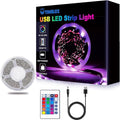 20ft LED Strip Lights Color Changing Mood lamp USB 5V Operated RGB 5050 LED Tape Lights Bedroom, Kitchen Cabinet Light with IR Remote Controller and Dimmable