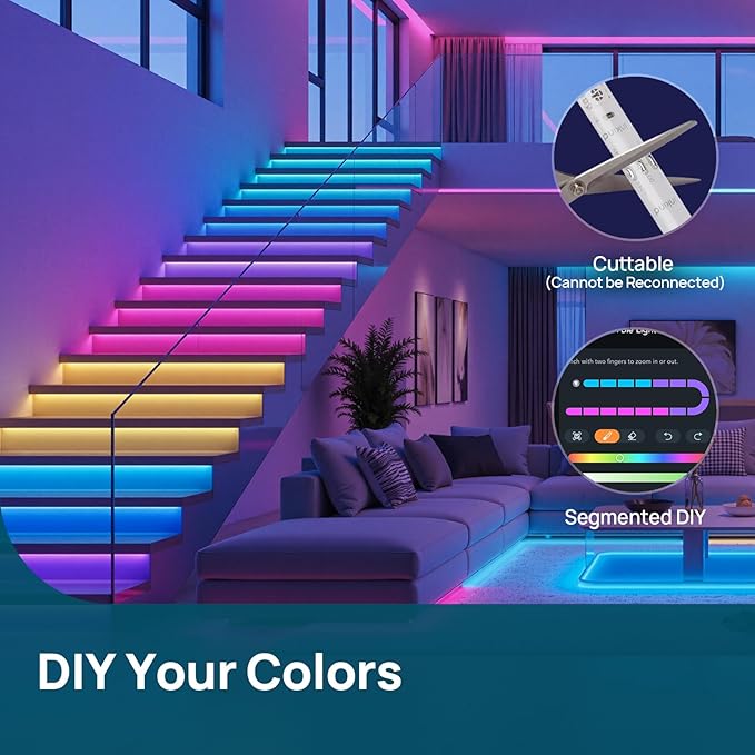 Linkind 10ft Smart LED Strip Lights - AuraScape Segmented Color Changing WiFi Light Strip - Works with Alexa & Google Home - DIY Dynamic Lighting for Bedroom, Living Room, Gaming Setup & Kitchen