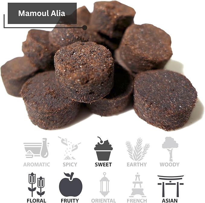 Mamoul Alia 80g Incense Bricks (Disk Form) | Use with Charcoal Disc or Electric Bukhoor Burner (فحم بخور) | Meditation Decor & Stress Relief Arabian Home and Car Incense | Arabian Oud Solid
