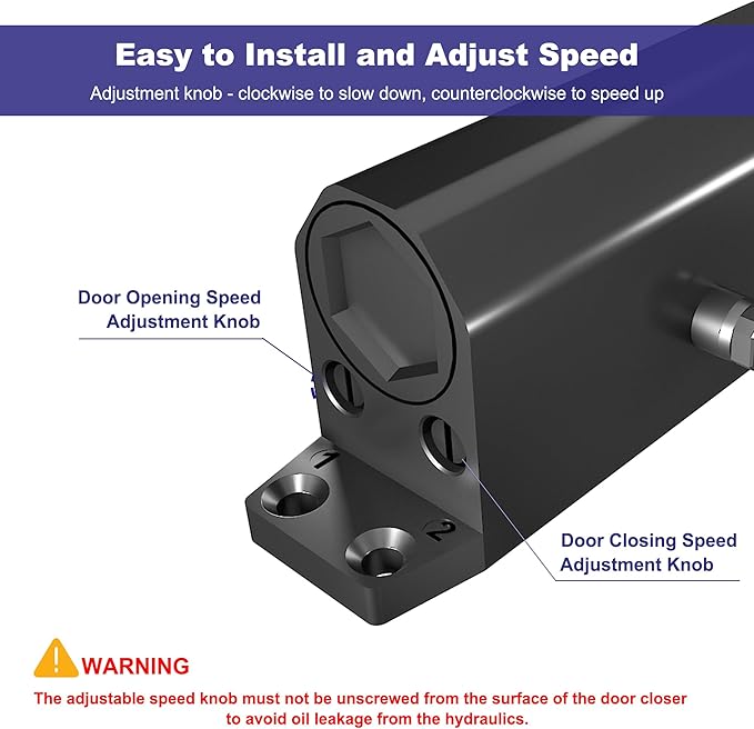 Jayseon Automatic Door Closers Commercial Door Closer for Home, Hydraulic Auto Closers Silent for Residential or Light Commercial, Aluminum Black