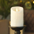 Luminara Wax Drip Flameless LED Candle, White 3" x 4.5", Timer Function, Real Wax Pillar, Battery Operated Unscented Safe, Long-Lasting