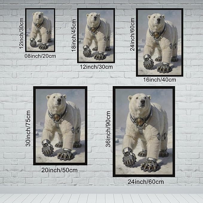 Framed Futuristic Fantasy Wall Art for Living Room TV Wall Modern Tech Style Home Decor 20x30in