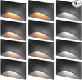 LEONLITE 12-Pack Black 5CCT 120V LED Step Lights, 150LM 5%-100% Dimmable Stair Lights Indoor Outdoor IP65 Waterproof, Aluminum Anti-Glare Shell, CRI90 ETL 2700K/3000K/3500K/4000K/5000K