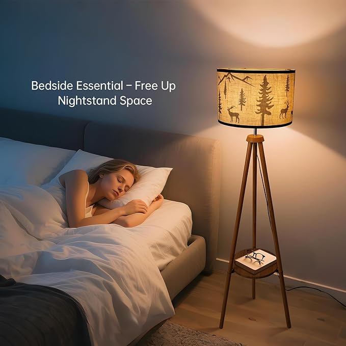 Tripod Floor Lamps for Living Room Tall Standing Lamp Modern Floor Lamp with Fabric Shades,Dimmable Floor Lamp Industrial Reading Light for Living Room,Bedroom,Office