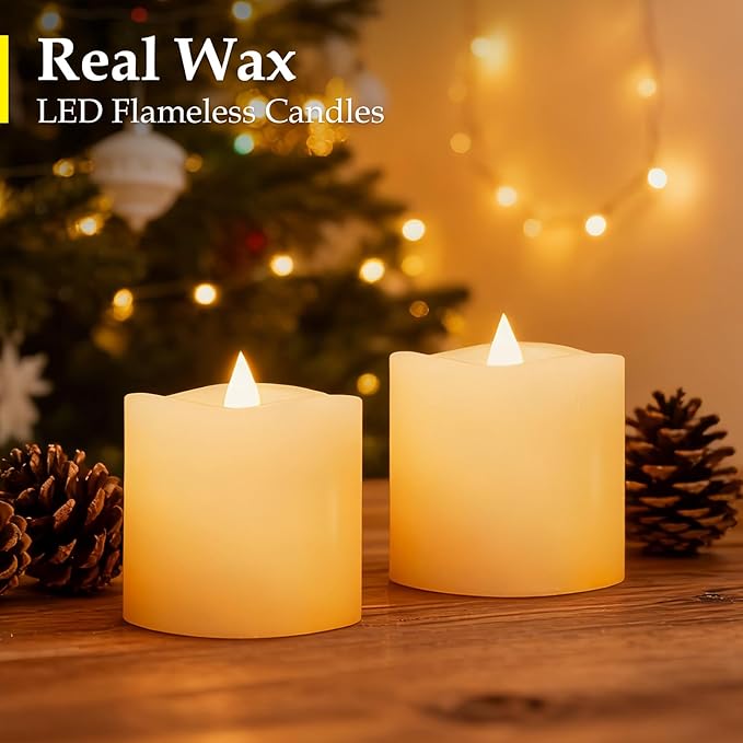 3x3 Flameless Candles with Remote & Timer - Battery Operated LED Pillar Candles, 600-Hour Long-Lasting, Flickering Effect for Valentine's Day, Indoor/Outdoor Decor (Ivory, 3x3 Inch, 2 Pack)