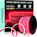 GZBtech Flexible LED Neon Rope Lights 66FT,AC 110-120V Waterproof Strip Light, 120 LEDs/M Cuttable Connectable Neon Lighting for Indoor Outdoor Home Decor/Commercial Building Use-Red 20M, ETL Listed