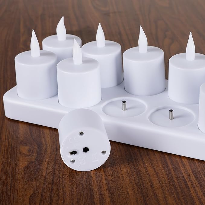 WoneNice 12 pcs USB Rechargeable Flameless Candles with Remote & Timer, LED Tea Lights for Wedding Christmas Lanterns Emergency Home Decor
