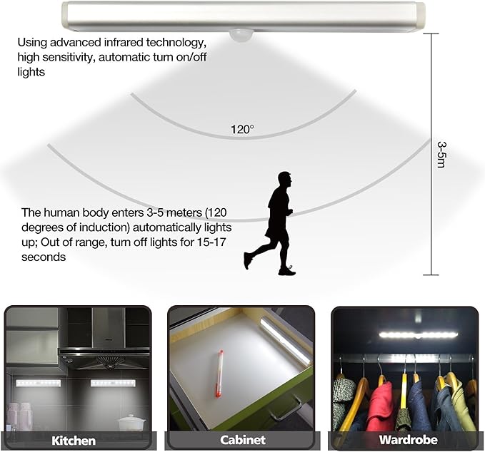 LDOPTO Motion Sensor Under Cabinet Lights with Remote 4 Pack, Dimmable Battery Operated Closet Lighting, LED Night Lights Indoor for Kitchen Hallway Stairway, tunable 3 Colors with timers