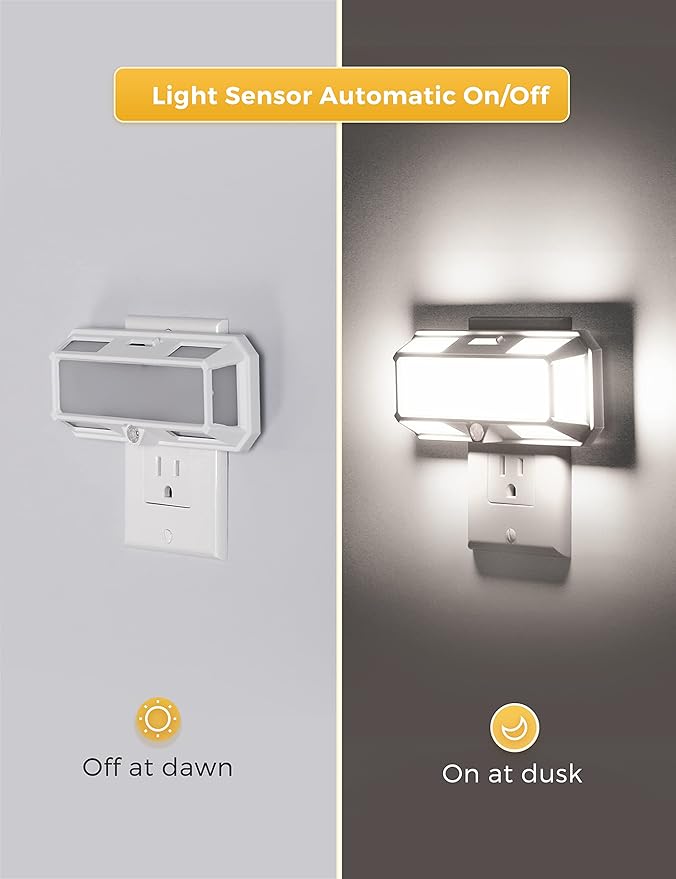L LOHAS LED Super Bright Night Light, Night Lights Plug into Wall [2 Pack], 0-250LM LED Night Light with Light Sensor, 2W Dimmable Nightlight, Daylight 5000K for Bathroom, Adults Kids Room, Stairway