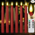 Flameless Taper Candles with Remote Control,6pack Dripless Plastic LED Candles,Flickering Battery Operated,9.2'’Classic Tall Candle for Wedding, Party,Halloween,Christmas,Home Decor (Red)