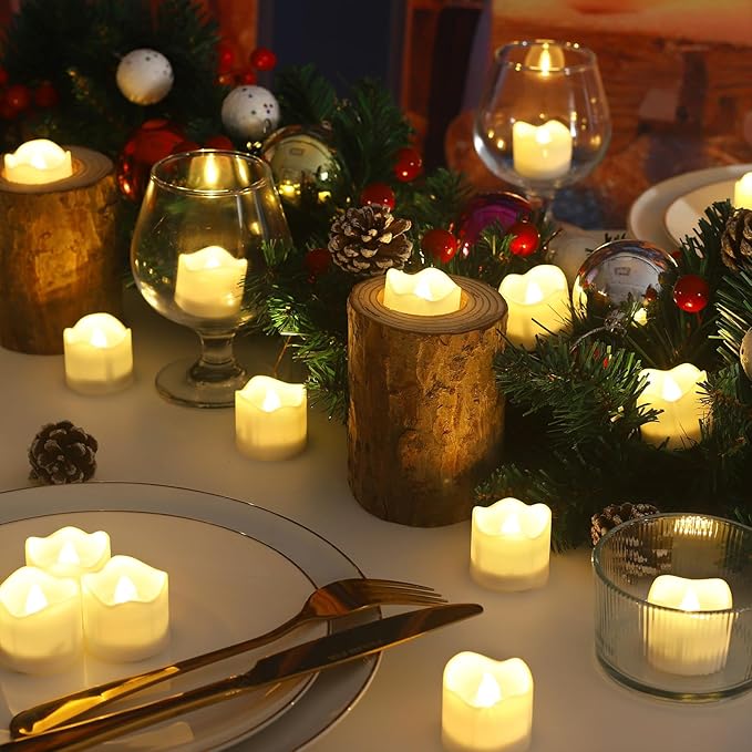 Topstone Remote Controlled Led Tea Lights,Flameless Candles with Timer,CR2450 Battery Powered Candles, Electric Votive Candle,for Festival Decoration and Wedding,Pack of 12,Warm White Light Color