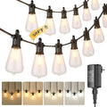 Kawaya Outdoor String Lights for Patio - ST38 Outside IP64 Waterproof Hanging Light with 2700k~6000k Dimmable - 50FT Led Edison Lights for Cafe Bistro Yard Gazebo Porch