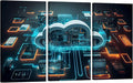 LSIUHWUWI Wall Decor for Bedroom Cloud Technology,Cloud Computing,IOT, Smart Home Posters and Prints Canvas Pictures 3 Pieces Wall Artwork Stretched And Framed Ready to Hang 20x40inchx3