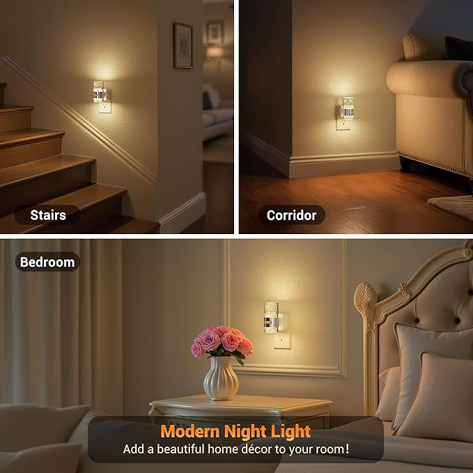 JandCase Motion Sensor Night Light, Dimmable Night Lights Plug Into Wall, 3000k Soft White Night-Lights with 0-100Lm Adjustable Brightness, Acrylic Plug in Nightlight for Bedroom Bathroom Decor