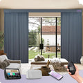 Graywind Hardwired Smart Curtains Compatible with Alexa Google Remote Control Motorized Drape for Sliding Door One-Way or Split Draw, Custom Width to 220" (Galaxy Series)