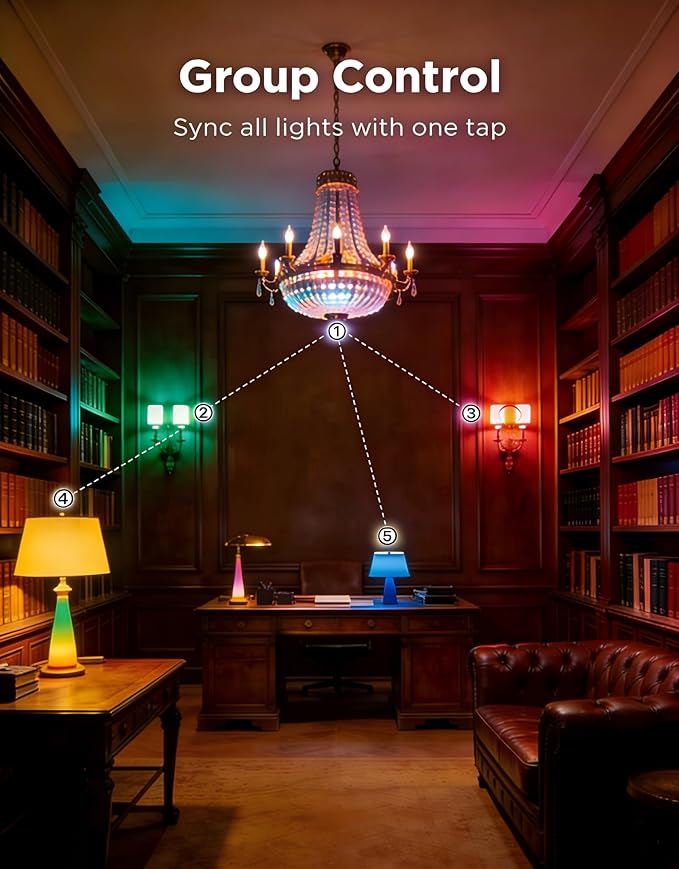2 Pack E12 LED Light Bulb Compatible w/Google Siri Alexa Light Bulb 5W Type B Smart Bulb RGBCW 16 Million Color Changing Bulb 2.4G WiFi B11 Candelabra Bombillos Work w/Smart Life AvatarControls APP