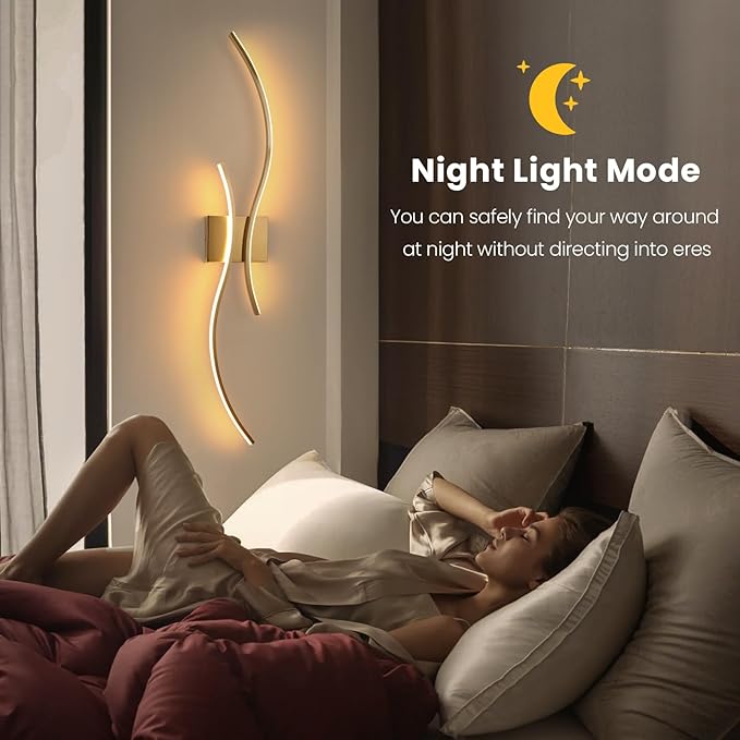 CANEOE Modern Wall Sconce Set of, 5CCT Dimmable Indoor Led Wall Sconce Lighting Set of 2, 31.5 Inch Wall Light Fixtures, Gold Led Wall Lamps for Living Room Bedroom Bathroom Hallway