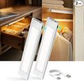 VST Rechargeable Drawer Lighting, Door Open Automatic ON/Off Light, Stick-ON LED Cabinet Light for Wardrobe Kitchen Basement Trunk Pantry Gun Safe (2 Pack, Warm Light - 3000K)