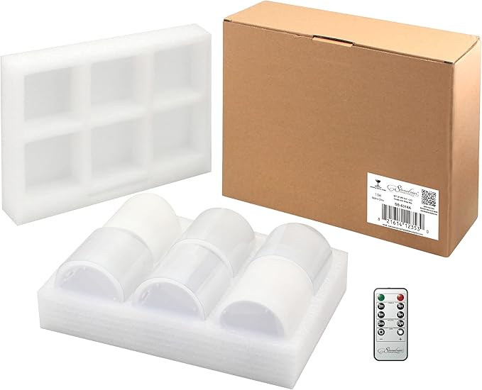 Stonebriar 3 Count White Real Wax 3x4 Flameless LED Pillar Candles with Remote and Timer