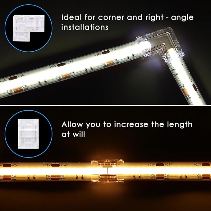 CCT COB Smart LED Strip - 32.8ft/10m Tunable White 2700K-6500K 24V Dimmable Strip Light with Remote 6400LEDs CRI90+ Compatible with Alexa/Google Assistant Cuttable Tape Light for DIY Indoor Lighting