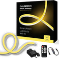 Neon Rope Lights, 16.4ft Rope Lights with Dimmable Remote and Adapter, Waterproof Flexible Smart Led Strip Lights for Bedroom, Super Bright, DIY Neon Sign, Indoors Outdoors Wall Decor, Yellow
