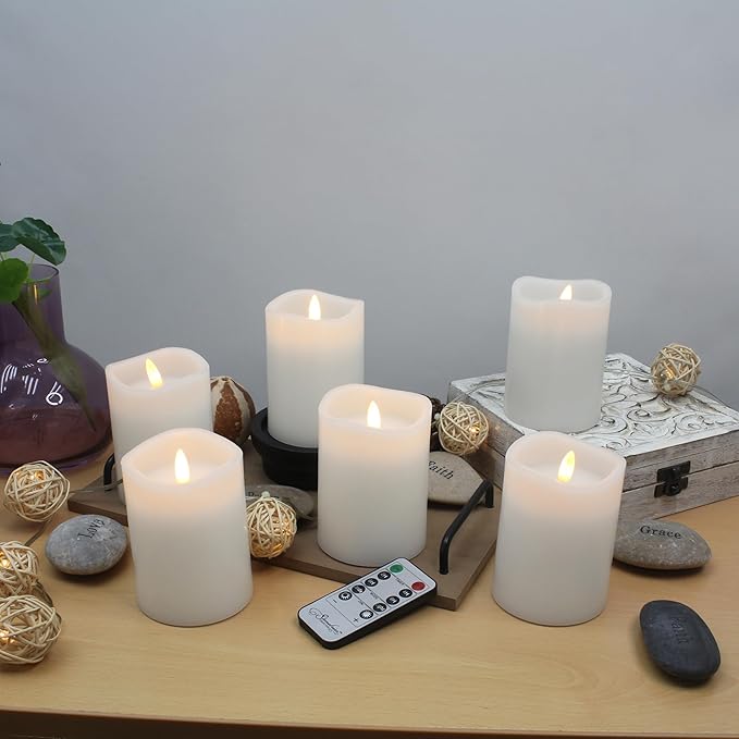 Stonebriar 3 Count White Real Wax 3x4 Flameless LED Pillar Candles with Remote and Timer