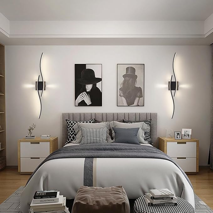 Modern Led Wall Sconces, 32inch Bathroom Mirror Vanity Light 28W, 4000K Wall Fixtures Staircase Lights, Indoor Wall Decor Bedside Wall Lamp for Bedroom Living Room Hallway Hotel